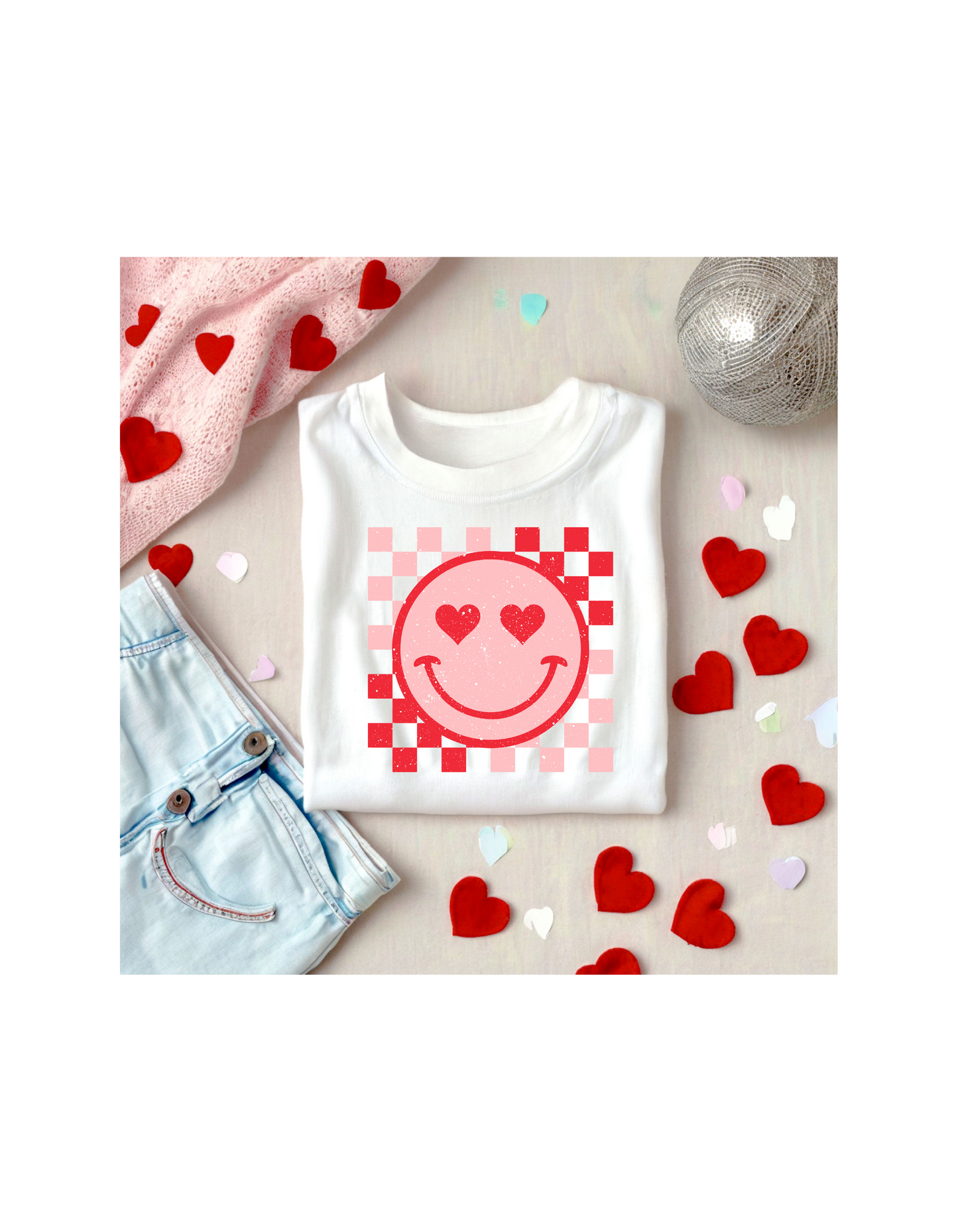 Heart Eyes Smiley Valentine Graphic Tee