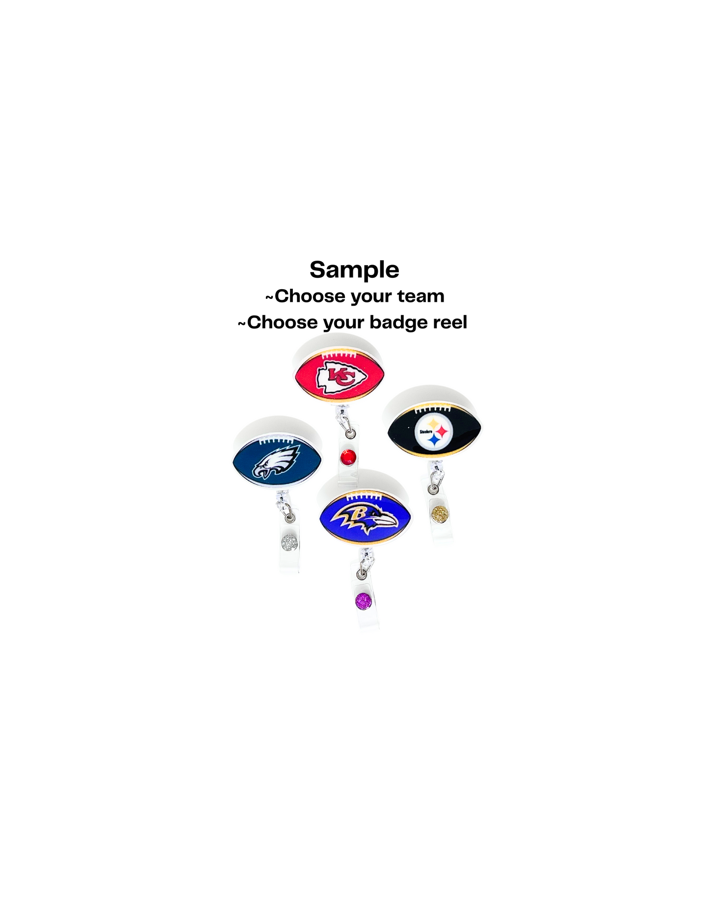 Football Beadless Retractable Badge Reels