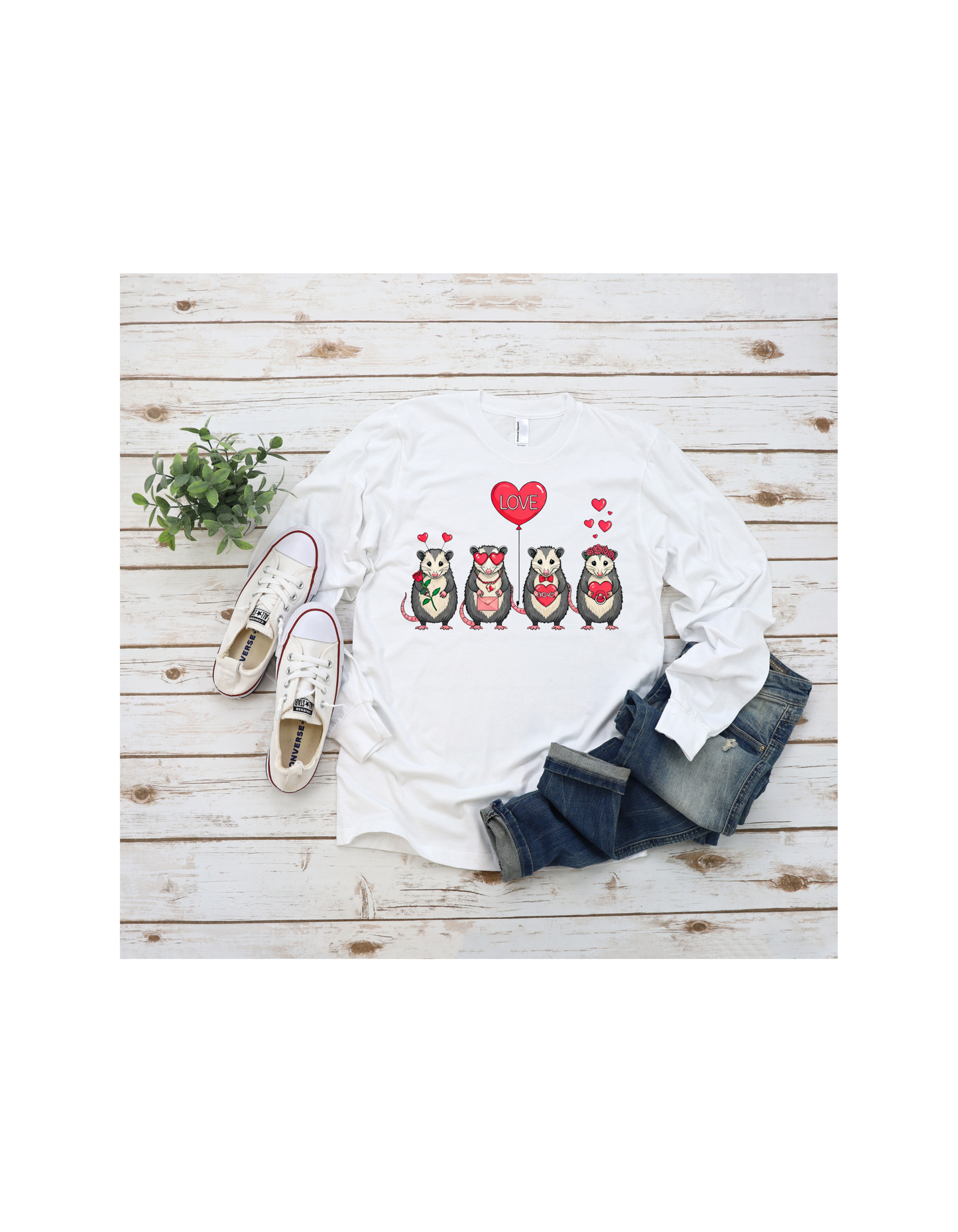 Opossom Valentines Long Sleeve Graphic Tee