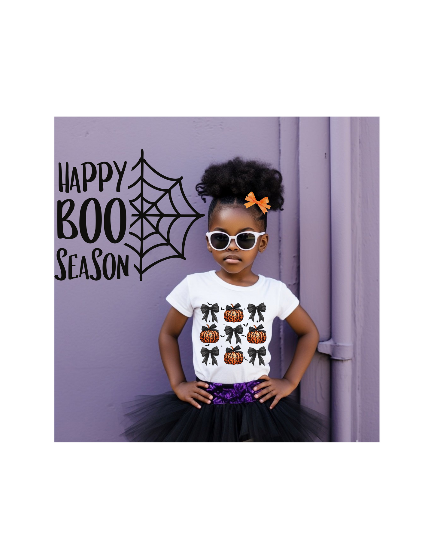 Orange Pumpkins Black Bows Graphic Tee