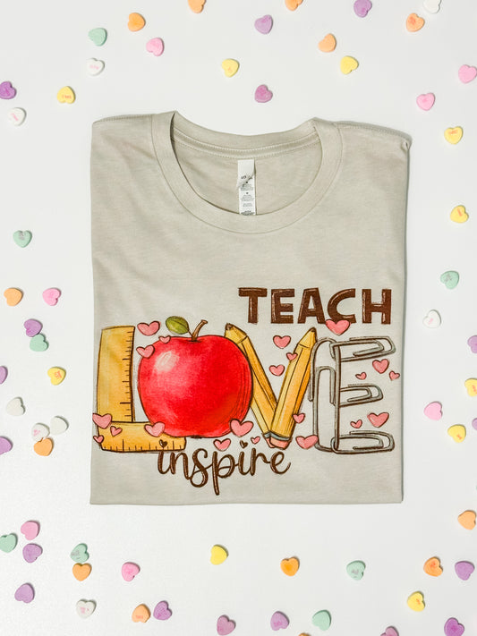 Teach, Love, Inspire Teacher Graphic Tee