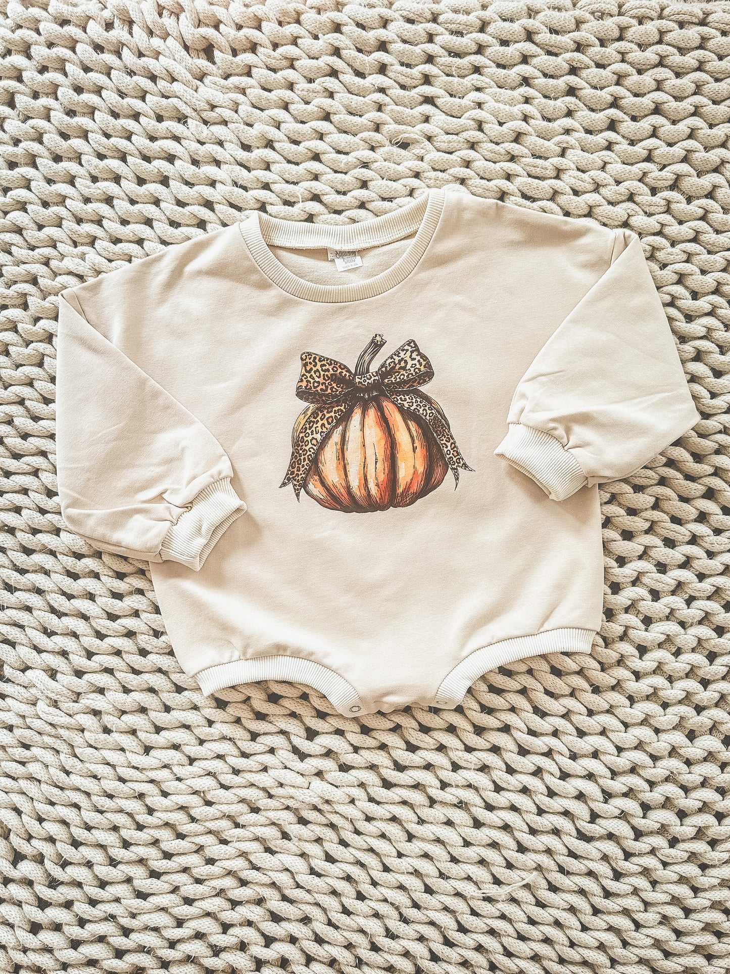 Leopard Bow Pumpkin Long Sleeve Bubble